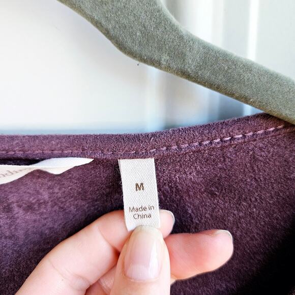 Soft Surroundings Susina Purple Suede Crochet Trim Blouse Medium Cottagecore - Picture 6 of 13